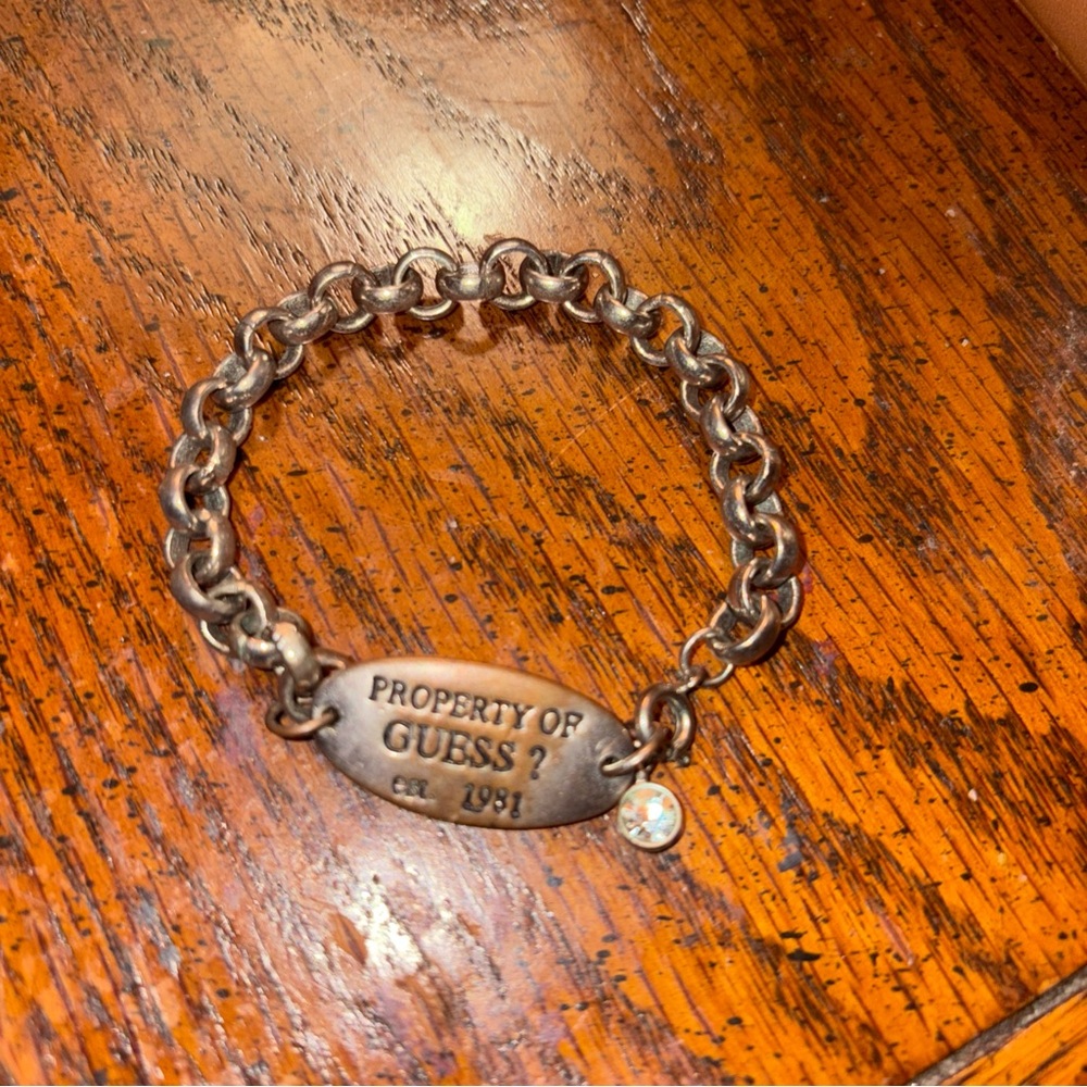 Vintage GUESS Silver Chain Bracelet with Charm